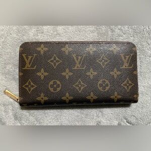 Brown and Gold Monogram Zippy Wallet